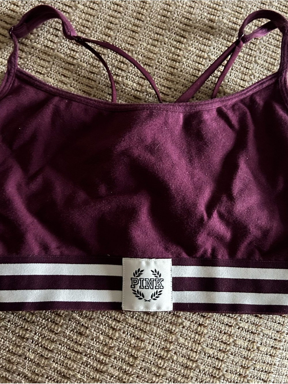 PINK Victoria's Secret PINK Burgundy Plum Strappy Bralette, size S